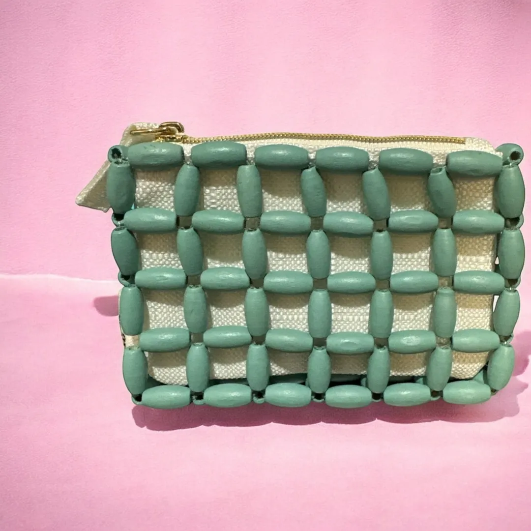Miu Miu Parfum Wood Beaded Zipper Pouch in Teal GWP/VIP ($35) from